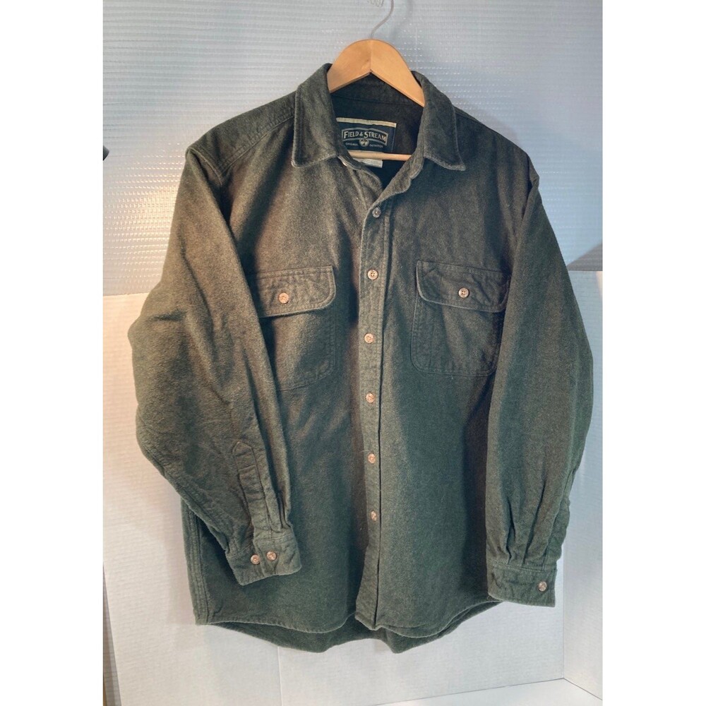 Men's Long Sleeve - 100% Cotton - Field & Stream - Shirt Large - Green Button Up